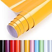 KINLO papel de cocina amarillo 40x500cm de PVC adhesivo para armario cocina papel adhesivo para muebles papel…
